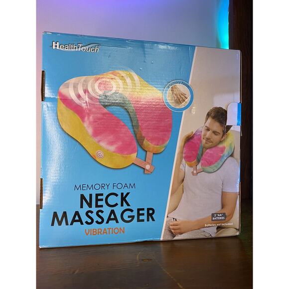 Health Touch Memory Foam Neck Massager Vibration Travel Pillow - Picture 3 of 8